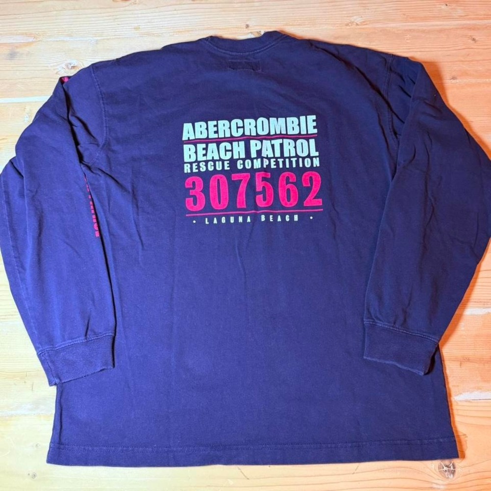 Vintage Abercrombie & Fitch Beach Patrol Long Sleeve Shirt‎ Navy Blue Mens Small